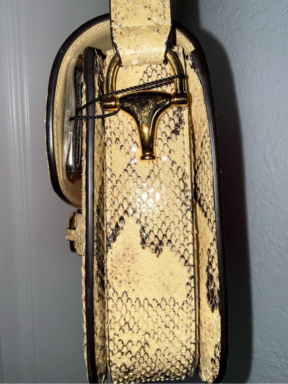 Rare Gucci Limited Edition Horsebit 1955 Blush Pink Leather&Python Crossbody Bag - Picture 9 of 15